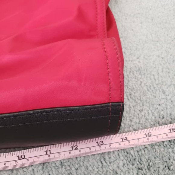 Burberry, Buckleigh Red Nylon/ Black Leather Tote w/  Side Toggles - Picture 15 of 15